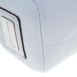 Pre Owned Dolce and Gabbana White Pebbled Leather Cosmetics Case