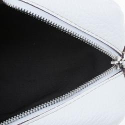 Pre Owned Dolce and Gabbana White Pebbled Leather Cosmetics Case