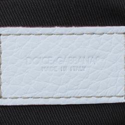 Pre Owned Dolce and Gabbana White Pebbled Leather Cosmetics Case