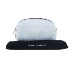 Pre Owned Dolce and Gabbana White Pebbled Leather Cosmetics Case