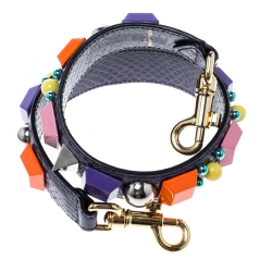 مملوكة مسبقًا Dolce and Gabbana Purple Embellished Snakeskin Bag Strap