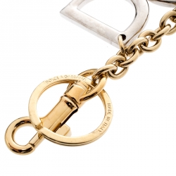 Pre Owned Dolce and Gabbana Two Tone Metal Logo Keyring