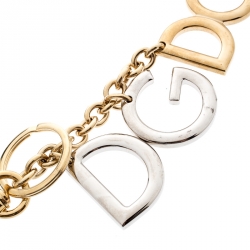 Pre Owned Dolce and Gabbana Two Tone Metal Logo Keyring