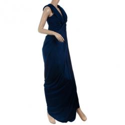 Donna Karan Collection Blue Silk Evening Gown S