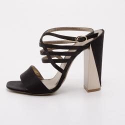Donna Karan Collection Black and Gold Platform Sandals Size 37