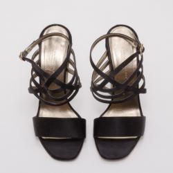Donna Karan Collection Black and Gold Platform Sandals Size 37
