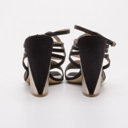 Donna Karan Collection Black and Gold Platform Sandals Size 37