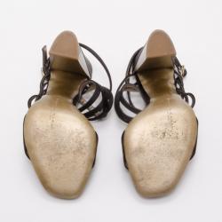 Donna Karan Collection Black and Gold Platform Sandals Size 37
