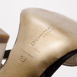 Donna Karan Collection Black and Gold Platform Sandals Size 37