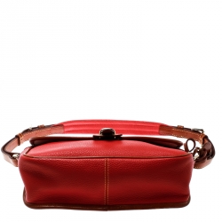 Dooney And Bourke  Red/brown Leather Equestrian Bag
