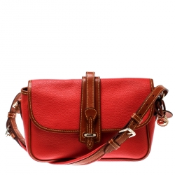 Dooney And Bourke  Red/brown Leather Equestrian Bag