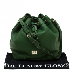 Dooney and Burke Green Leather Drawstring Hobo