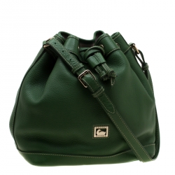 Dooney and Burke Green Leather Drawstring Hobo