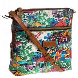 Dooney and Bourke Multicolor Printed Nylon and Leather Crossbody Bag
