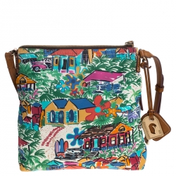 Dooney and Bourke Multicolor Printed Nylon and Leather Crossbody Bag