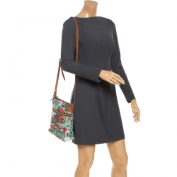 Dooney and Bourke Multicolor Printed Nylon and Leather Crossbody Bag