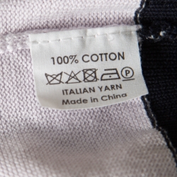 Pre Owned Dries Van Noten Monochrome Striped Cotton Rib Knit Jaimin Sweater L