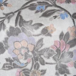 Dries Van Noten Grey Floral Printed Silk Short Sleeve Top L