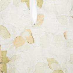 Pre Owned Dries Van Noten Beige Textured Silk Floral Print Sleeveless Top S