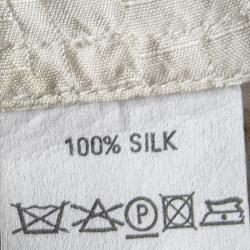 Pre Owned Dries Van Noten Beige Textured Silk Floral Print Sleeveless Top S