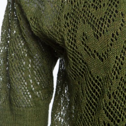 Dries Van Noten Green Perforated Knit Short Sleeve Cardigan S