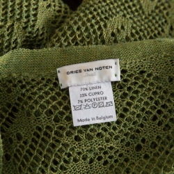 Dries Van Noten Green Perforated Knit Short Sleeve Cardigan S