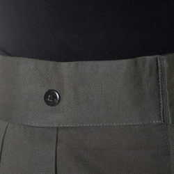 Dries Van Noten Khaki Green Cotton Buckle Detail Wide Leg Trousers L