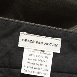 Dries Van Noten Khaki Green Cotton Buckle Detail Wide Leg Trousers L
