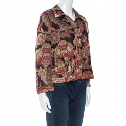 Dries Van Noten Multicolor Oriental Floral Jacquard Silk Jacket L
