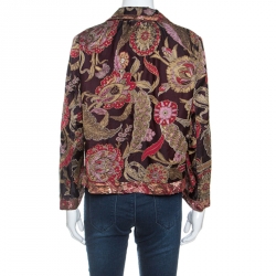 Dries Van Noten Multicolor Oriental Floral Jacquard Silk Jacket  L