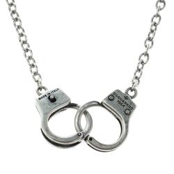 Pre Owned Dsquared2 Little Handcuffs Silver Tone Chain Necklace