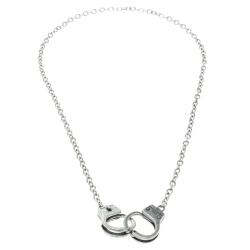 Pre Owned Dsquared2 Little Handcuffs Silver Tone Chain Necklace