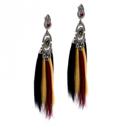 Dsquared2 Silver Tone Crystal Embellished Tasseled Fur Clip-on Earrings