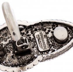 Dsquared2 Silver Tone Crystal Embellished Tasseled Fur Clip-on Earrings