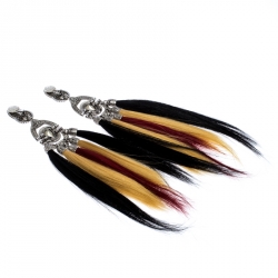 Dsquared2 Silver Tone Crystal Embellished Tasseled Fur Clip-on Earrings