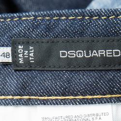 Pre Owned Dsquared2 Indigo Dark Wash Denim Embellished Distressed Cool Girl Jeans L