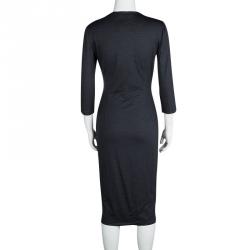 Pre Owned Dsquared2 Grey Wool Jersey Long Sleeve Dress M