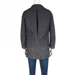 Dsquared2 Black Gradient Herringbone Pattern Wool Overcoat M