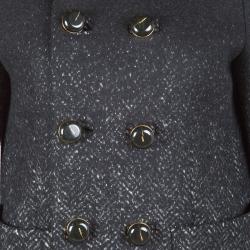 Dsquared2 Black Gradient Herringbone Pattern Wool Overcoat M