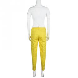 Dsquared2 Yellow Stretch Cotton Cropped Trousers M