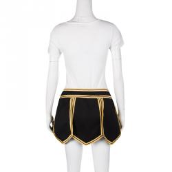 Dsquared2 Black Wool Gold Trim Detail Mini Skirt S