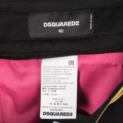Dsquared2 Black Wool Gold Trim Detail Mini Skirt S