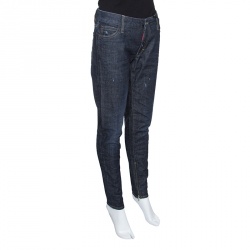 Pre Owned Dsquared2 Indigo Dark Wash Faded Effect Distressed Evergreen Denim Jeans M