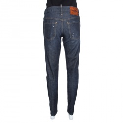 Pre Owned Dsquared2 Indigo Dark Wash Faded Effect Distressed Evergreen Denim Jeans M