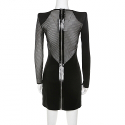 Pre Owned Dsquared2 Black Crepe Mesh Insert Melissa Bodycon Dress S