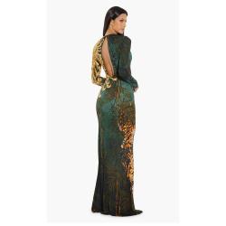 Pre Owned Dsquared2 Green Tiger Print Long Dress S