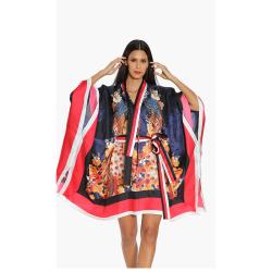 Pre Owned Dsquared2 Blue Peacock Silk Kimono Dress S (IT 38)