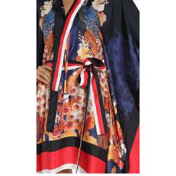 Pre Owned Dsquared2 Blue Peacock Silk Kimono Dress S (IT 38)