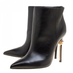 Pre Owned Dsquared2 Black Leather Babe Wire Pointed Toe Ankle Boots Size 36