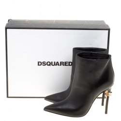 Pre Owned Dsquared2 Black Leather Babe Wire Pointed Toe Ankle Boots Size 36